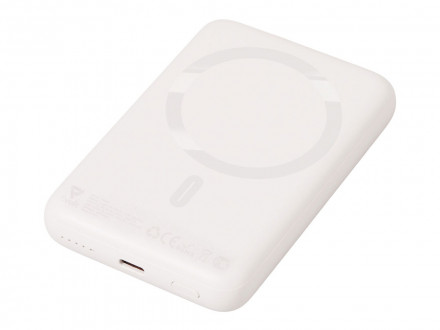 Магнитный внешний беспроводной аккумулятор Polarix, QC/PD, 10000 мАч, слоновая кость