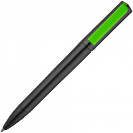Ручка шариковая Split Black Neon, черная с зеленым