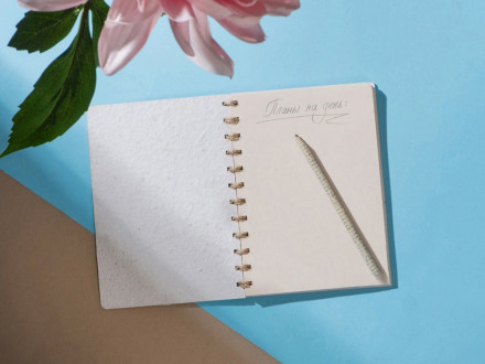 Живой блокнот А5 с бумажным карандашом и семенами цветов микс, белый