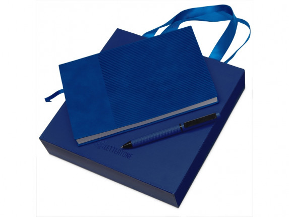 Набор блокнот в гибкой обложке А5 и металлическая шариковая ручка Nabokov, синий