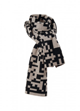 Шарф QR-code , песочный/черный