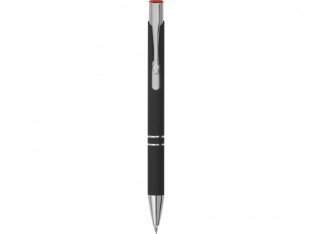 Ручка металлическая шариковая Legend Mirror Gum софт-тач с цветным слоем, черный / красный