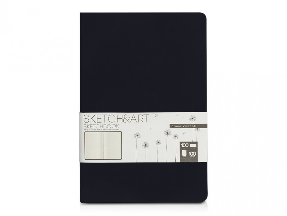 Скетчбук Sketch & Art в твердом переплете 143х216 мм, 100 л. черной бумаги 100 г/м2, черный
