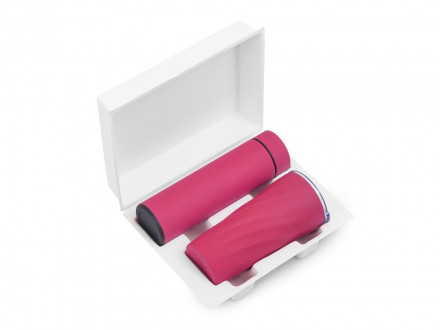 Подарочный набор FAMILY с термосом и термокружкой, розовый