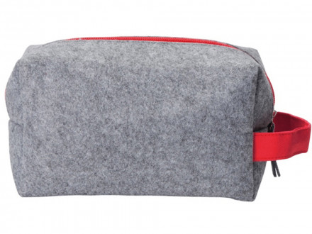 Органайзер для электроники и проводов Felt из RPET-фетра с ручкой, серый с красным