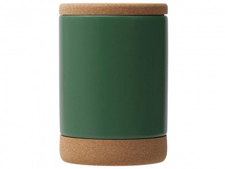 Кружка 450 мл с пробковым дном с крышкой Корк & Бон, глубокий зеленый