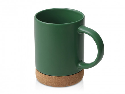 Кружка 450 мл с пробковым дном с крышкой Корк & Бон, глубокий зеленый