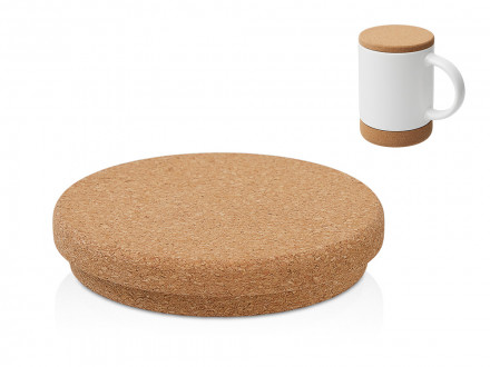 Кружка 450 мл с пробковым дном с крышкой Корк & Бон, глубокий зеленый