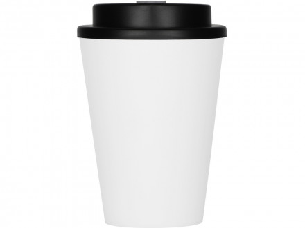 Пластиковый стакан Take away с двойными стенками и крышкой с силиконовым клапаном, 350 мл, белый/черный