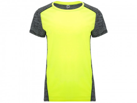 Спортивная футболка Zolder женская, неоновый желтый/меланжевый черный