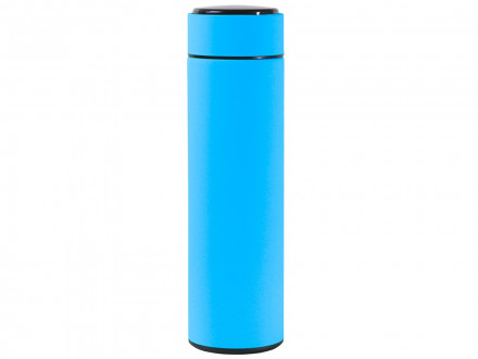 Термос FAMILY MARK LED, soft touch (Голубой)