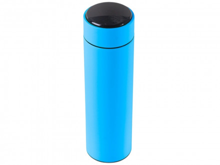 Термос FAMILY MARK LED, soft touch (Голубой)