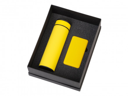 Подарочный набор с термосом и повербанком С2, желтый