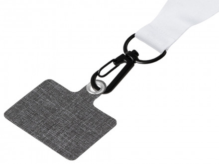 Ланъярд 2 см под сублимацию с трендовым карабином, замком обрыва и большим держателем для телефона из ПЭ, черный