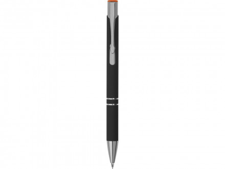 Ручка металлическая шариковая Legend Mirror Gum софт-тач с цветным слоем, черный / оранжевый