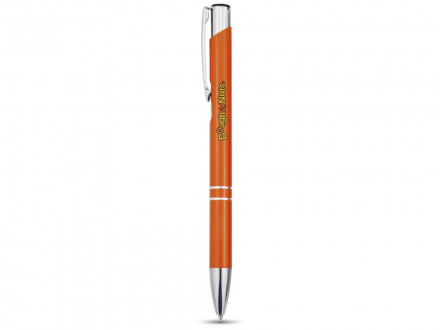 Алюминиевая шариковая кнопочная ручка Moneta, синие чернила, оранжевый