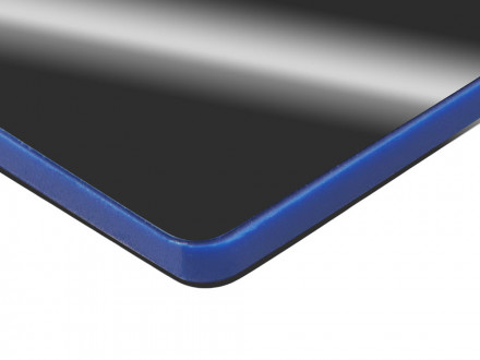 Металлический брелок с пластиковой цветной вставкой SteelPop Rct, серебристый с синим