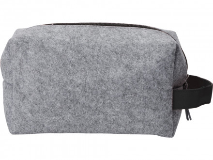 Косметичка из РПЕТ фетра с ручкой Felt, серый с черным