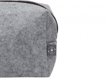 Косметичка из РПЕТ фетра с ручкой Felt, серый с черным