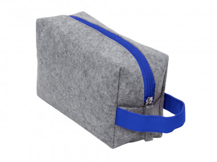 Органайзер для электроники и проводов Felt из RPET-фетра с ручкой, серый с синим