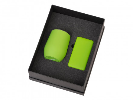 Подарочный набор с термокружкой и повербанком С1, 5000 mAh, зеленое яблоко