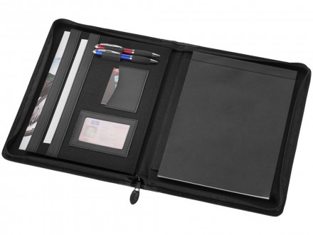 Папка А4 Cardiff на молнии с блокнотом, черный