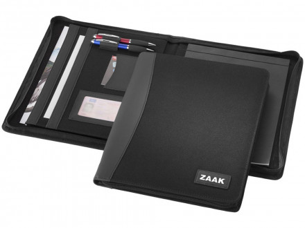 Папка А4 Cardiff на молнии с блокнотом, черный