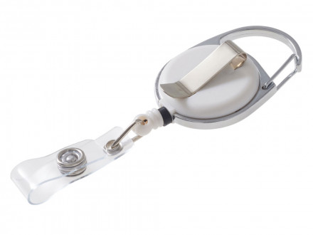 Бейдж с рулеткой-карабин Favor, белый