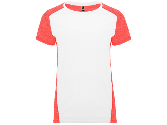 Спортивная футболка Zolder женская, белый/меланжевый неоновый коралловый