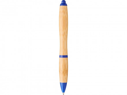 Шариковая ручка Nash из бамбука, натуральный/ярко-синий