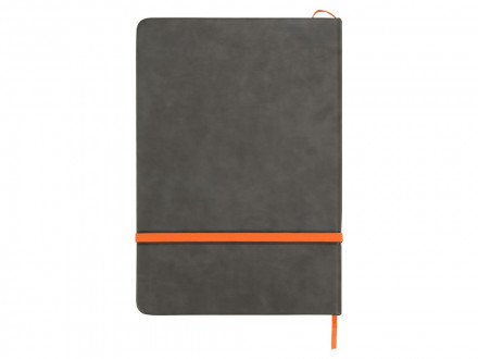 Блокнот Color линованный А5 в твердой обложке с резинкой, серый/оранжевый (P)