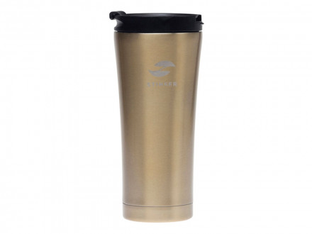 Термокружка Stinger, 0,45 л, сталь/пластик, коричневый глянцевый, 6,6х20 см