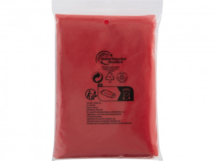 Одноразовый дождевик Mayan с чехлом для хранения из материалов, переработанных по стандарту GRS - Красный