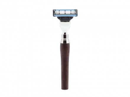 Бритвенный набор Mondial: станок MACH3, помазок, подставка; дерево Венге