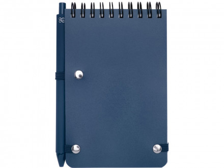 Блокнот Thalaasa формата А6 в твердой обложке из океанического пластика с шариковой ручкой - Синий