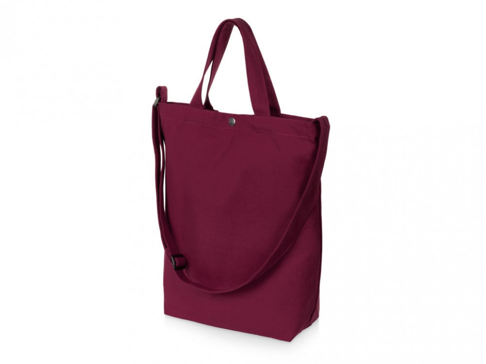 Сумка Helfer из хлопка на кнопке с регулирующейся лямкой, бордовый