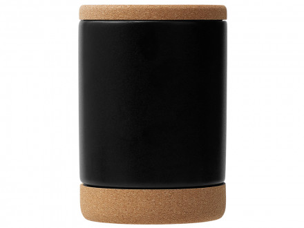Кружка 450 мл с пробковым дном с крышкой Корк & Бон, черный
