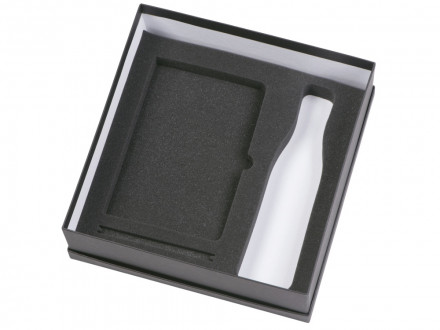 Подарочный набор с блокнотом С1, металлической ручкой и термобутылкой, серый