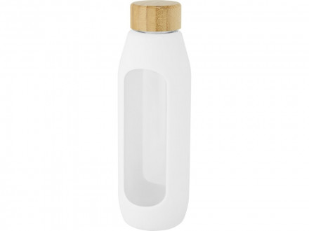 Tidan Бутылка из боросиликатного стекла объемом 600 мл с силиконовым держателем, белый