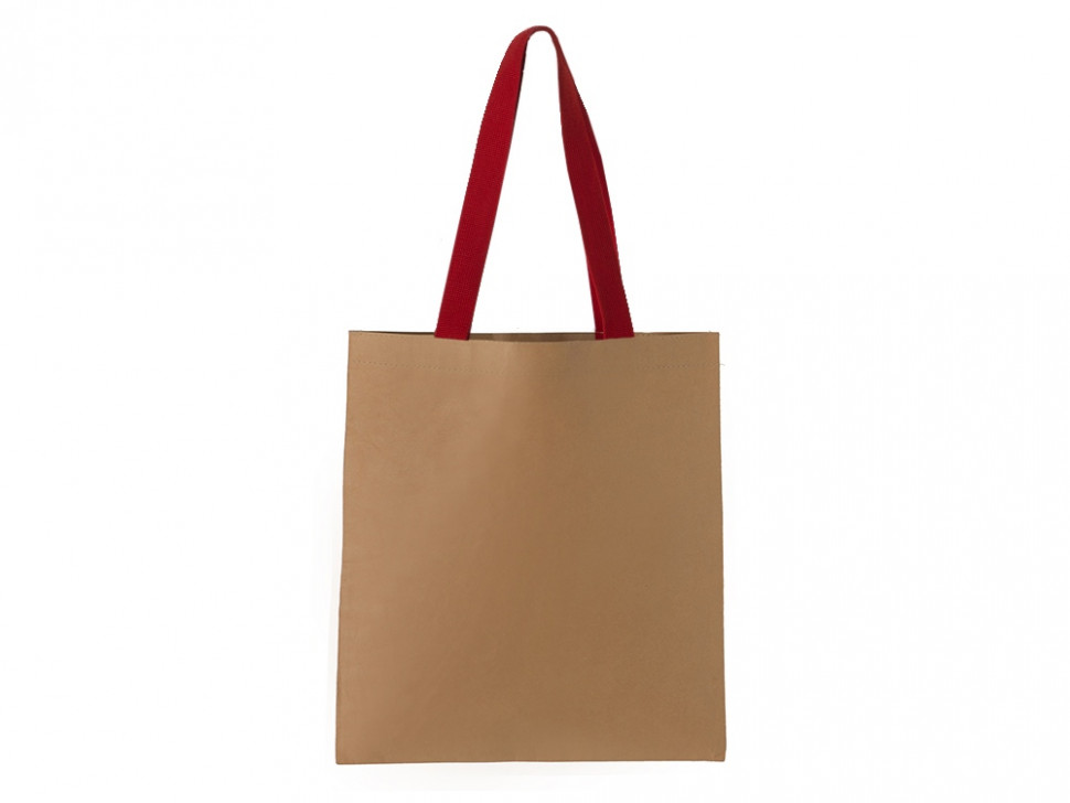 Сумка-шоппер Papyrus из моющейся крафт-бумаги, натруальный/красный