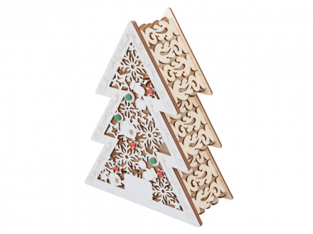 Шкатулка из фанеры в виде елки Firytale , серебристая