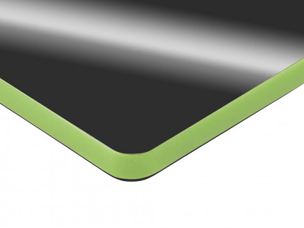 Металлический брелок с пластиковой цветной вставкой SteelPop Rct, серебристый с зеленым яблоком