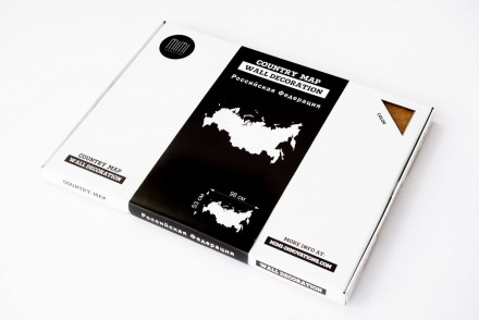 Деревянная карта России с названиями городов, коричневая