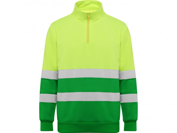 Свитшот ворот на молнии Spica, садовый зеленый/неоновый желтый