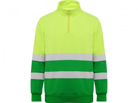 Свитшот ворот на молнии Spica, садовый зеленый/неоновый желтый