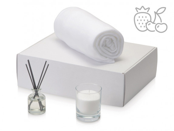 Подарочный набор White light 2.0 с пледом, диффузором, насыпной свечой