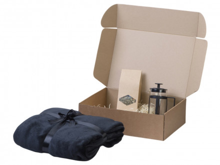 Подарочный набор Tea time с пледом, черный