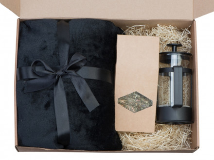 Подарочный набор Tea time с пледом, черный