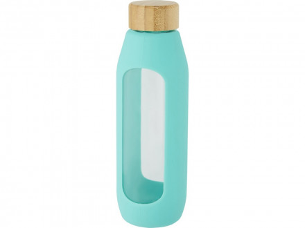 Tidan Бутылка из боросиликатного стекла объемом 600 мл с силиконовым держателем, tide green