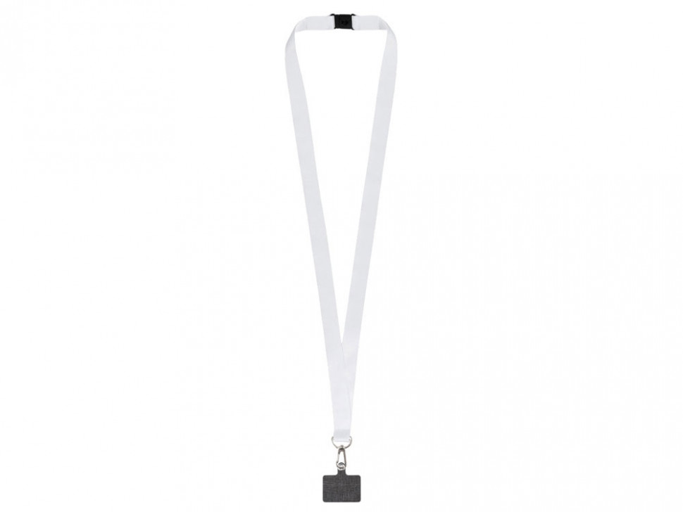 Ланъярд 2 см под сублимацию с трендовым карабином, замком обрыва и большим держателем для телефона из ПЭ, серебристый